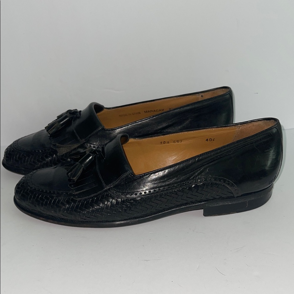 Mezlan Black Leather Tassel Loafers